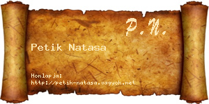 Petik Natasa névjegykártya